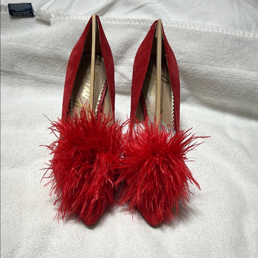 Red Feathered Women's Shoes
